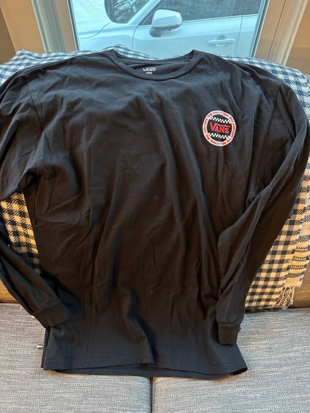 Vans Black Long-Sleeve Tee with Red & White Chest Badge